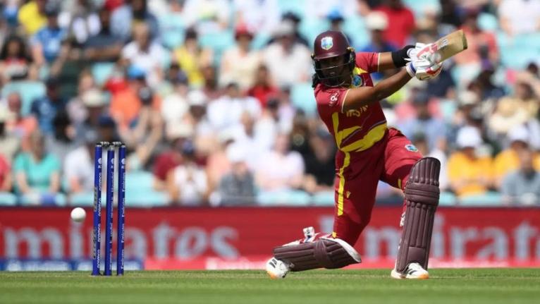 Hayley Matthews drives square on her way to a century against Ireland during a recent match for the West Indies Women.