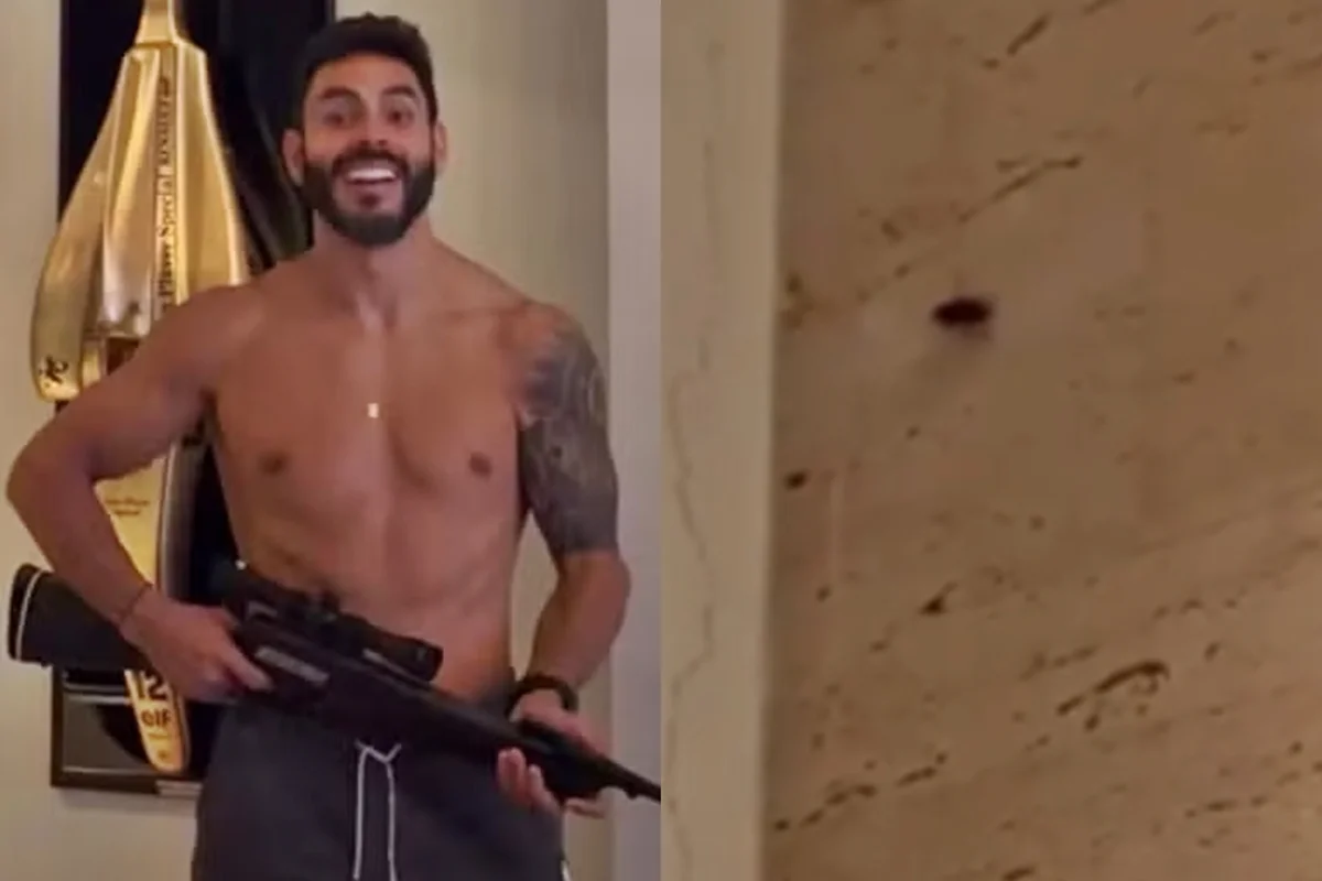 Rodolffo usa fuzil para matar barata dentro de casa