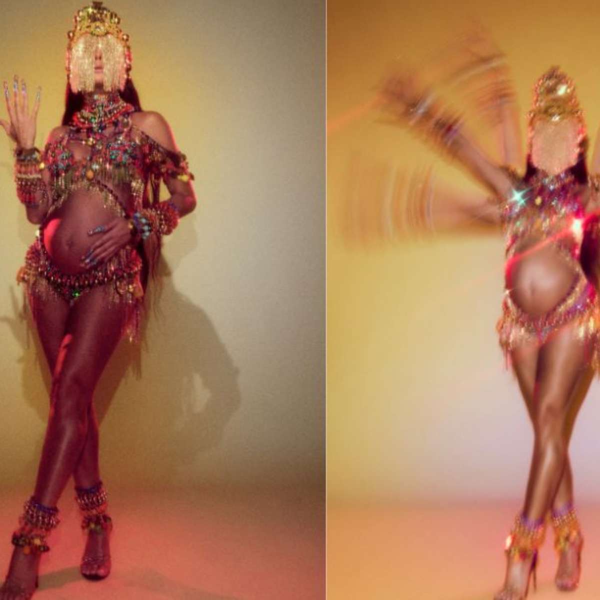Sabrina Sato mostra barrigão em final do samba-enredo da Vila Isabel