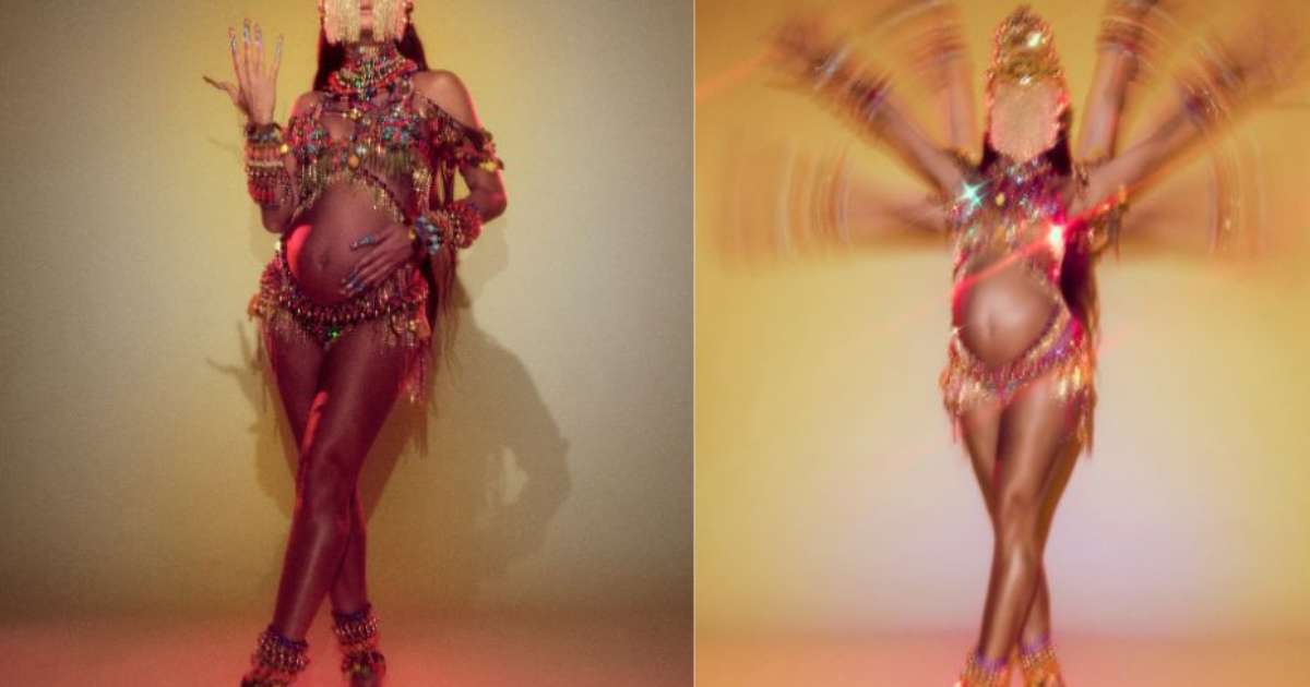 Sabrina Sato mostra barrigão em final do samba-enredo da Vila Isabel