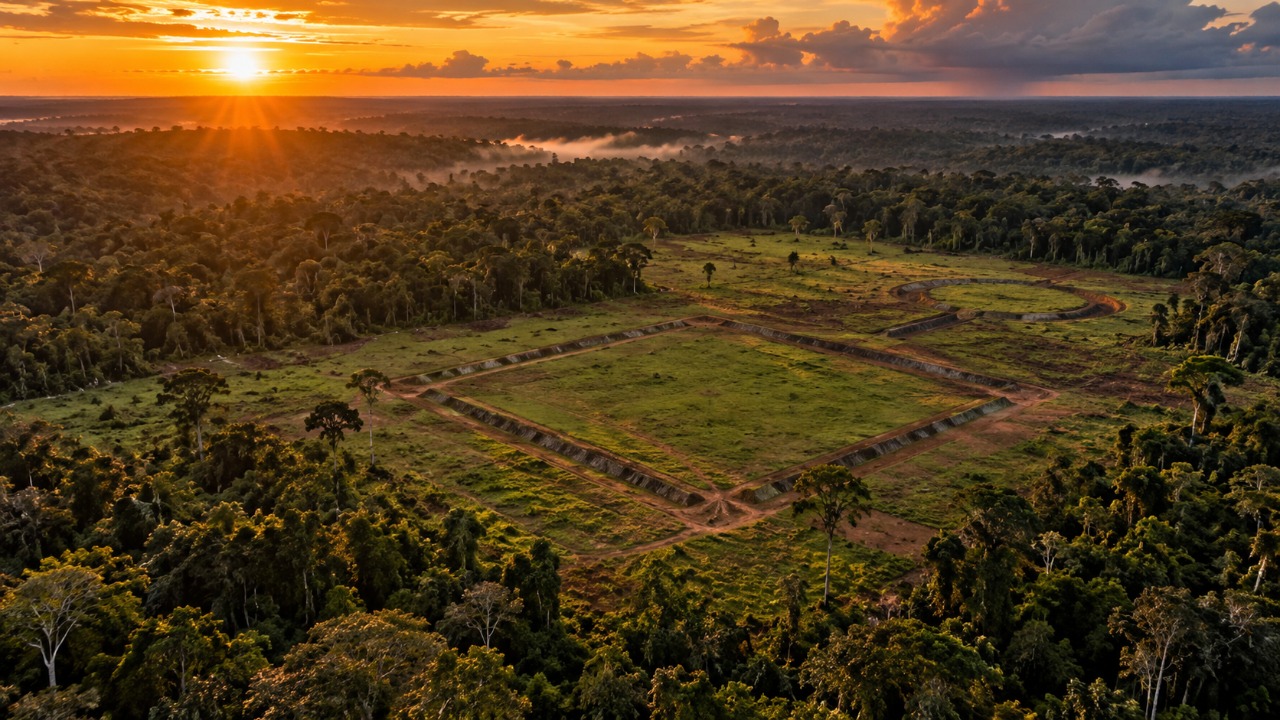 Arqueólogos mapearam mais de 1.500 geoglifos no Acre, desenhos de terra com até 300 metros de diâmetro feitos há 2 mil anos, e só foram vistos depois que a floresta caiu