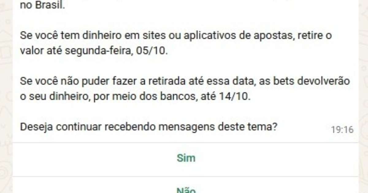 Governo dispara WhatsApp de alerta sobre MP que proíbe apostas