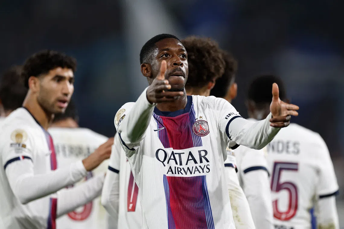 Dembélé se redime após falha na cobrança de pênalti na vitória do PSG contra o Estrasburgo