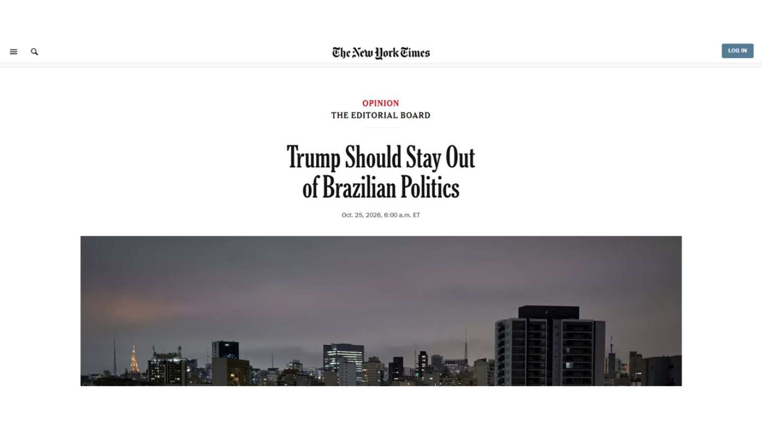 The New York Times: Trump deveria ficar fora da pol&iacute;tica brasileira.