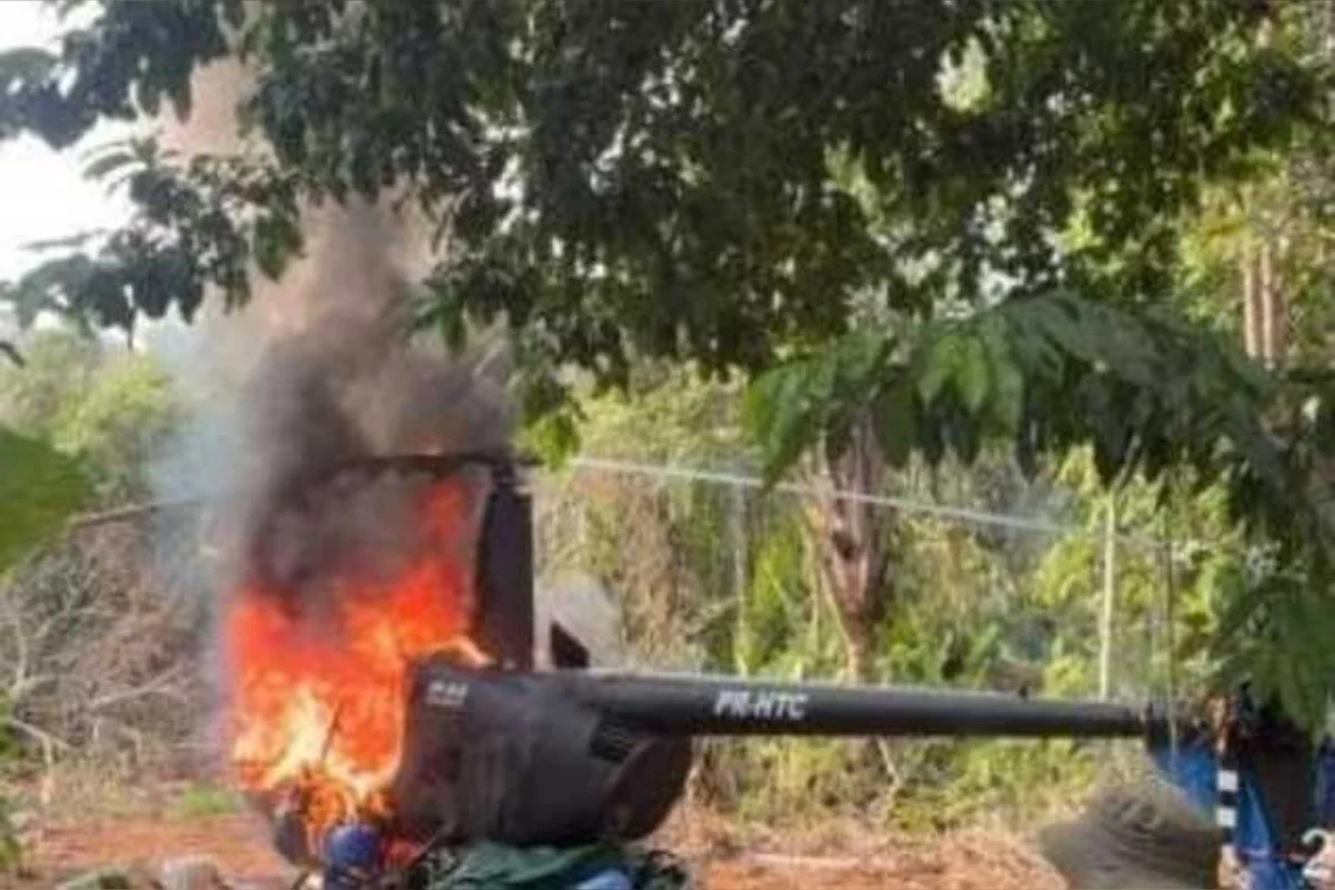 Helicóptero vindo da Venezuela é interceptado e destruído após ação da FAB