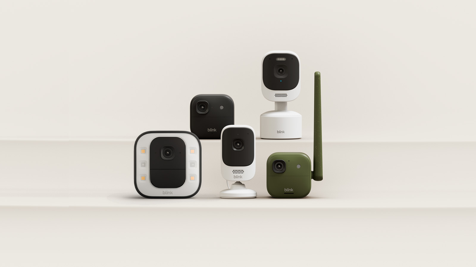 Five new Blink cameras on pedestals.