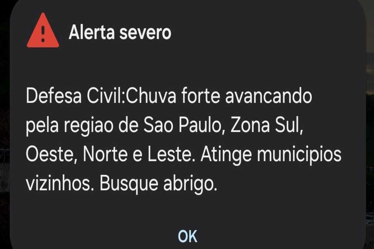 Defesa Civil emite alerta severo de chuva para São Paulo e cidades vizinhas