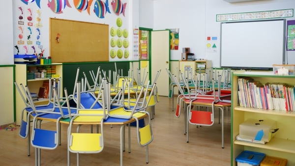 Wide view of a children's classroom at a school