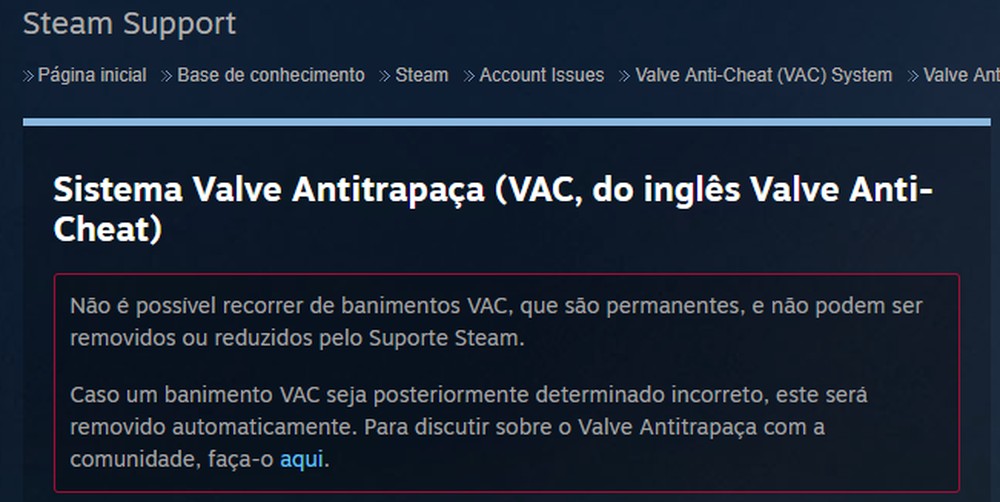 O VAC é o sistema antitrapaça da Valve, desenvolvedora de CS:GO e DotA 2 — Foto: Reprodução Steam/Valve