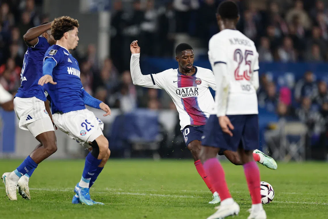 Dembélé se redime após falha na cobrança de pênalti na vitória do PSG contra o Estrasburgo