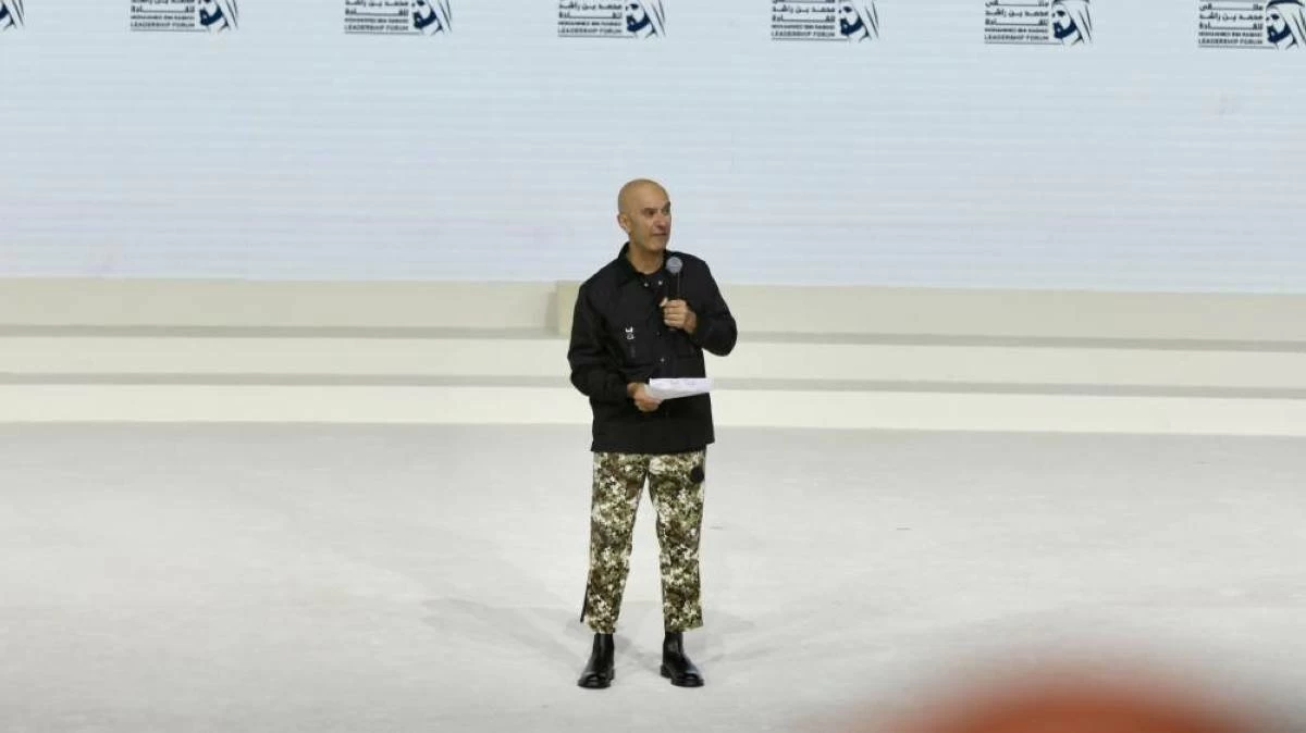 Robin Sharma speaking at the Mohammed bin Rashid Leadership Forum in Dubai.